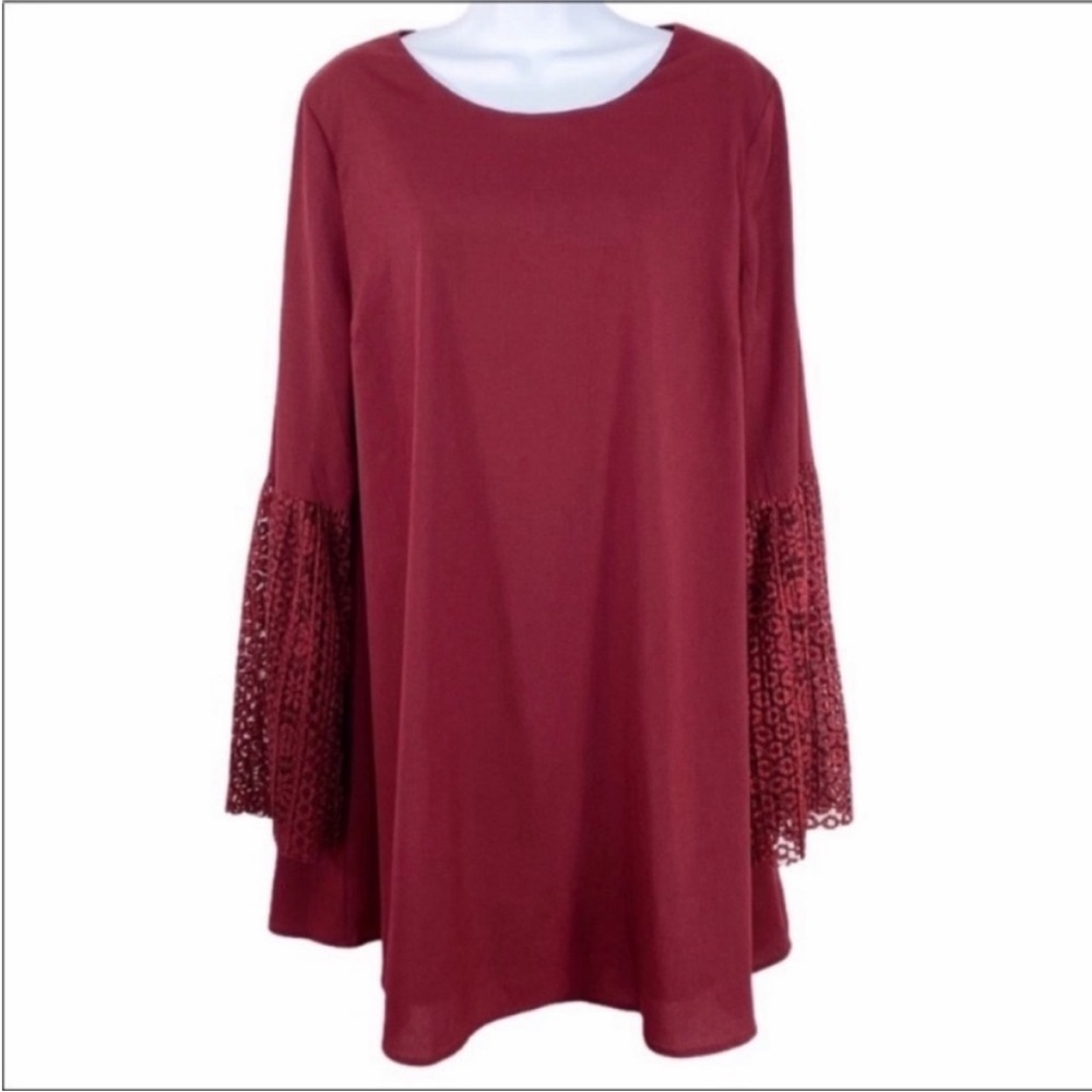 LOVE RICHE bell sleeves shift dress L